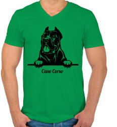 printfashion Cane Corso - Férfi V-nyakú póló - Zöld (5119062)