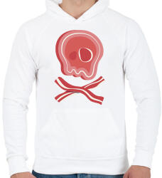 printfashion Bacon koponya - Férfi kapucnis pulóver - Fehér (13023387)