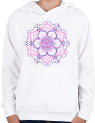 printfashion Rózsaszín-kék mandala - Gyerek kapucnis pulóver - Fehér (3928629)