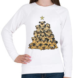 printfashion Mopsz karácsonyfa - Női pulóver - Fehér (5742459)