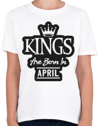printfashion KINGS are born in April - fekete - Gyerek póló - Fehér (5509668)