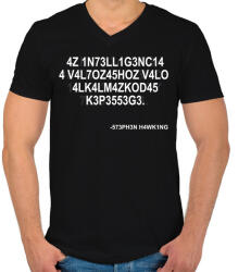 printfashion Intelligencia - Stephen Hawking - Férfi V-nyakú póló - Fekete (5773301)