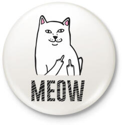 printfashion Meow - Kitűző, hűtőmágnes - Fehér (3081548)