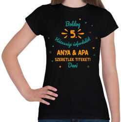 printfashion Boldog évfordulót - névvel - Női póló - Fekete (13526368)