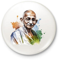 printfashion Mahatma Gandhi - Kitűző, hűtőmágnes - Fehér (16837283)