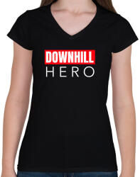 printfashion DOWNHILL HERO - Női V-nyakú póló - Fekete (10351083)