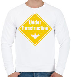 printfashion Izomépítés folyamatban - Férfi pulóver - Fehér (966305)