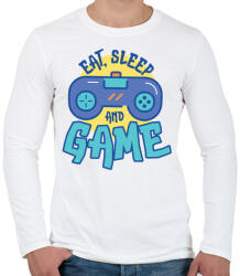 printfashion Eat Sleep and Game - Férfi hosszú ujjú póló - Fehér (5148233)