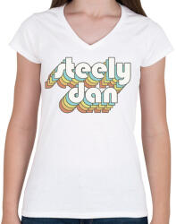 printfashion Steely Dan - Női V-nyakú póló - Fehér (5105728)