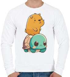 printfashion Capybara és teknős - Férfi pulóver - Fehér (13994647)
