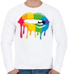 printfashion Színes száj - Férfi pulóver - Fehér (4753926)