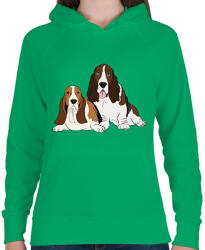 printfashion Basset hound - Női kapucnis pulóver - Zöld (2538518)