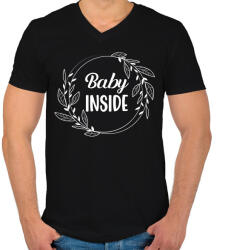 printfashion Baby inside - White - Férfi V-nyakú póló - Fekete (7052344)