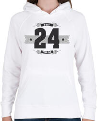 printfashion b-day-24-dark-lightgrey - Női kapucnis pulóver - Fehér (508059)