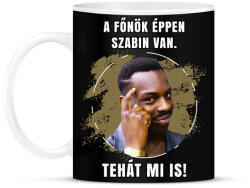 printfashion A főnök éppen szabin van - Bögre - Fekete (5180554)