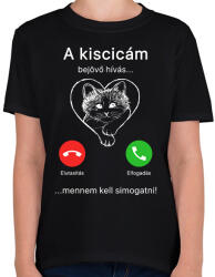 printfashion A kiscicám hív - Gyerek póló - Fekete (10737448)
