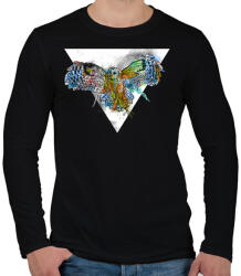 printfashion Színes bagoly - Férfi hosszú ujjú póló - Fekete (394477)