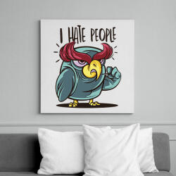 printfashion Bagoly - antIszociális - hate people - Vászonkép - Fehér (6635149)