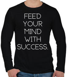 printfashion Feed your mind with success - Férfi hosszú ujjú póló - Fekete (2474291)