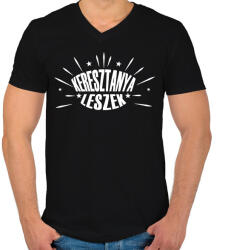 printfashion Keresztanya leszek - Férfi V-nyakú póló - Fekete (12685380)