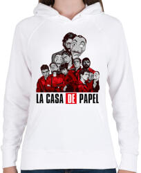 printfashion La casa de papel art - Női kapucnis pulóver - Fehér (4895370)