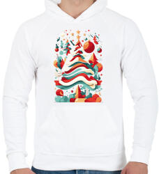 printfashion Absztrakt karácsony - Férfi kapucnis pulóver - Fehér (15143087)