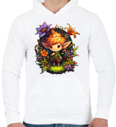 printfashion Cuki manógyerek virágokkal - Férfi kapucnis pulóver - Fehér (16107446)