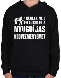 printfashion Nyugdíjas kedvezmény - Gyerek kapucnis pulóver - Fekete (4800281)