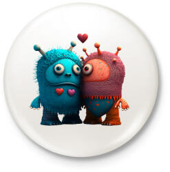 printfashion Vicces Szörnyecskés - cuki, csúnya, szerelmes minta - Kitűző, hűtőmágnes - Fehér (11869325)