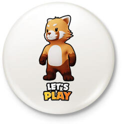 printfashion Stumble Guys - Red Panda - Kitűző, hűtőmágnes - Fehér (16085522)