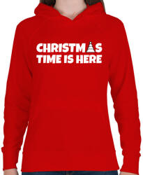 printfashion CHRISTMAS TIME IS HERE - Női kapucnis pulóver - Piros (10137468)