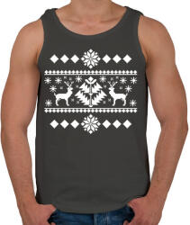 printfashion Karácsonyi minta fehér - Férfi atléta - Sötétszürke (5663924)