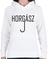 printfashion Horgász - Női kapucnis pulóver - Fehér (13621932)