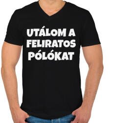 printfashion UTÁLOM A FELIRATOS PÓLÓKAT - Férfi V-nyakú póló - Fekete (11601335)