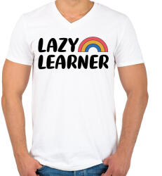 printfashion Lazy learner (Black) - Férfi V-nyakú póló - Fehér (7535055)