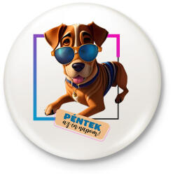 printfashion Péntek az én napom! - Vicces kutyás póló minta - Kitűző, hűtőmágnes - Fehér (11772902)