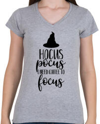 printfashion Need coffee - Női V-nyakú póló - Sport szürke (2410164)