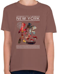printfashion New York utcái - Gyerek póló - Mogyoróbarna (58675)