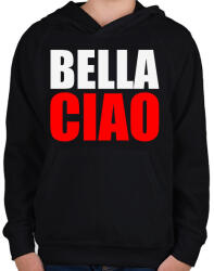 printfashion Bella ciao - Gyerek kapucnis pulóver - Fekete (5364445)