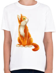 printfashion Vörös cica - Gyerek póló - Fehér (1022273)