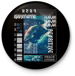 printfashion Pisces - Streetwear style - Kitűző, hűtőmágnes - Fekete (15698100)