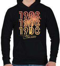 printfashion 1980 - Férfi kapucnis pulóver - Fekete (12231500)