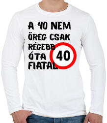 printfashion 40 éves Fekete minta - Férfi hosszú ujjú póló - Fehér (16107939)