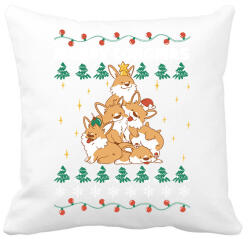 printfashion Corgis karácsony - Párnahuzat, Díszpárnahuzat - Fehér (11533599)