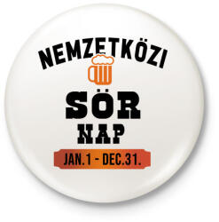 printfashion Nemzetközi sörnap - Fekete - Kitűző, hűtőmágnes - Fehér (3080587)