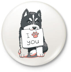 printfashion Husky love - Kitűző, hűtőmágnes - Fehér (4841539)