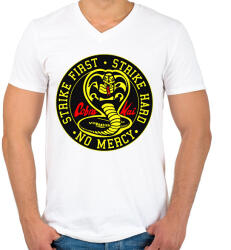 printfashion Cobra Kai - Férfi V-nyakú póló - Fehér (13983941)