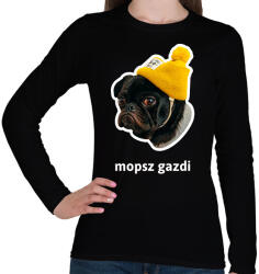 printfashion mopsz gazdi 4 - Női hosszú ujjú póló - Fekete (10904351)