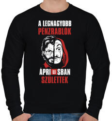 printfashion A legnagyobb pénzrablók áprilisban születtek - Férfi pulóver - Fekete (4679012)