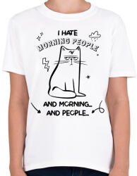 printfashion Hate morning people - Gyerek póló - Fehér (11702018)